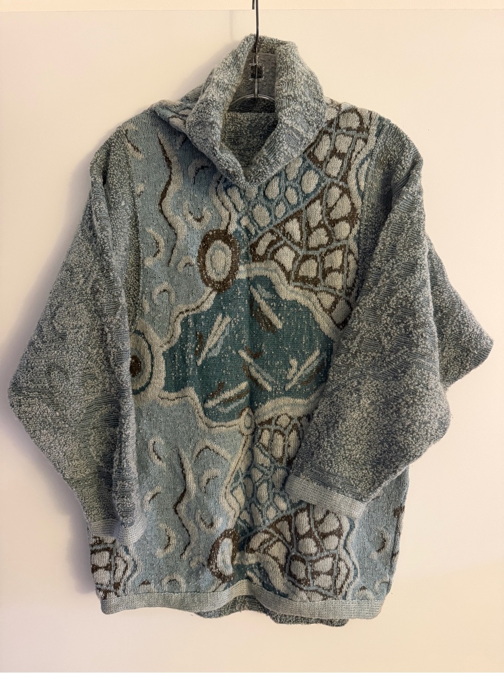 Women’s Light Blue Patterned Turtleneck Sweater